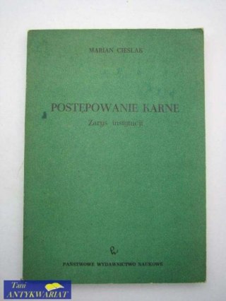 POSTĘPOWANIE KARNE ZARYS INSTYTUCJI