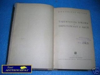 TAJEMNICZA SPRAWA. DEPUTOWANY Z ARCIS - H.Balzac