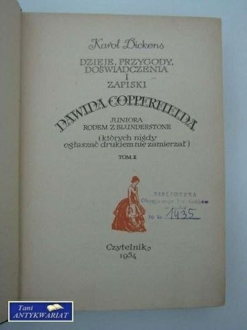DZIEJE, PRZYGODY... I ZAPISKI DAWIDA COPPERFIELDA wydanie 1954 rok