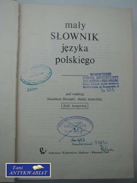 MAŁY SŁOWNIK JĘZYKA POLSKIEGO