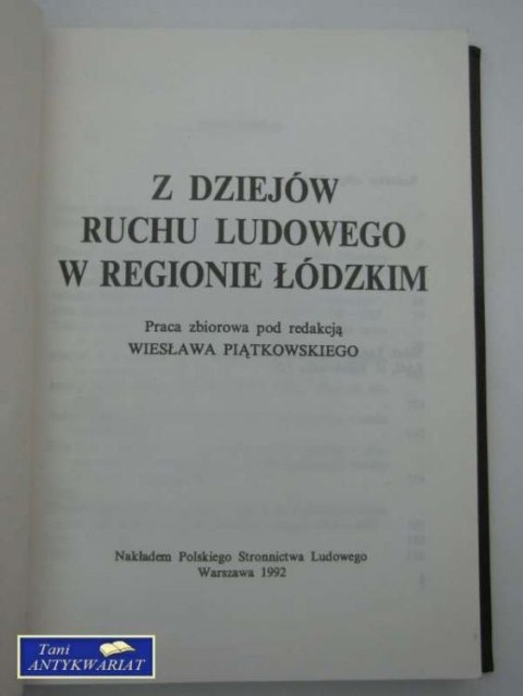 Z DZIEJÓW RUCHU LUDOWEGO W REGIONIE ŁÓDZKIM