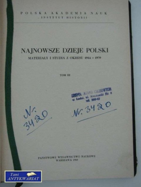 NAJNOWSZE DZIEJE POLSKI TOM III