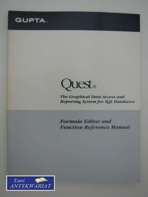 QUEST; formula editor and function reference manual