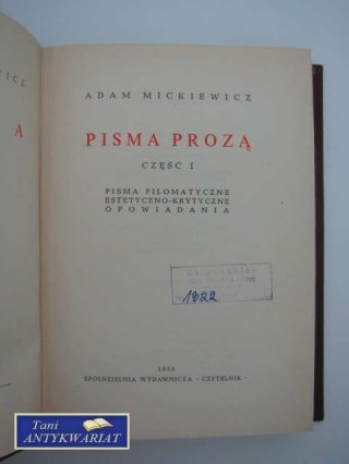 DZIEŁA TOM V PISMA PROZA CZĘŚĆ1