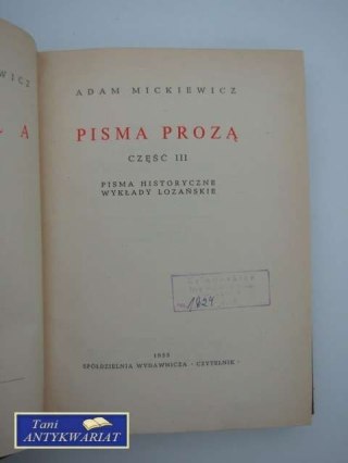 DZIEŁA TOM VII PISMA PROZĄ CZĘŚĆ3