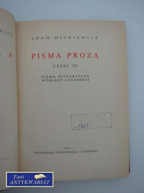 DZIEŁA TOM VII PISMA PROZĄ CZĘŚĆ3