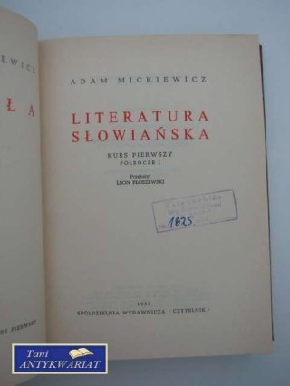 DZIEŁA TOM VIII LITERATURA SŁOWIAŃSKA KURS PIERWSZY PÓ