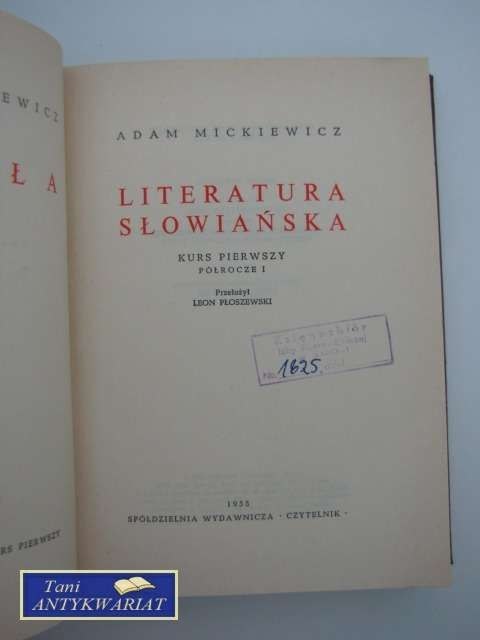 DZIEŁA TOM VIII LITERATURA SŁOWIAŃSKA KURS PIERWSZY PÓ