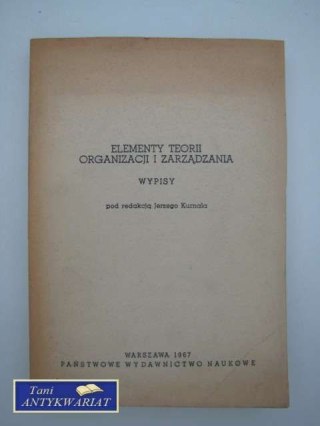 ELEMENTY TEORII ORGANIZACJI I ZARZĄDZANIA