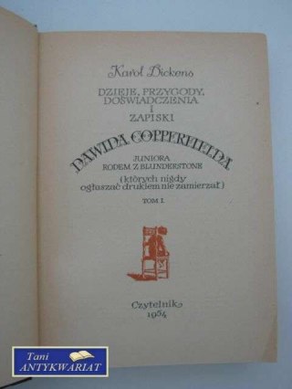 DAWID COPPERFIELD - tom I wydanie z 1954 roku
