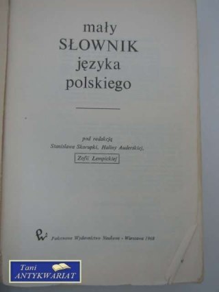 MAŁY SŁOWNIK JĘZYKA POLSKIEGO