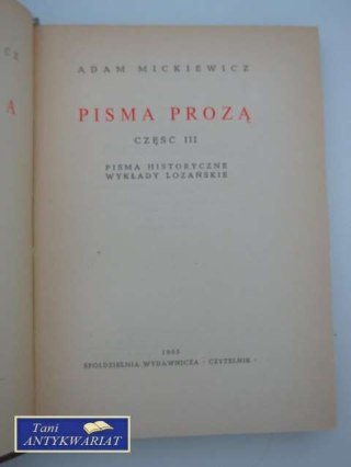PISMA PROZĄ - część III