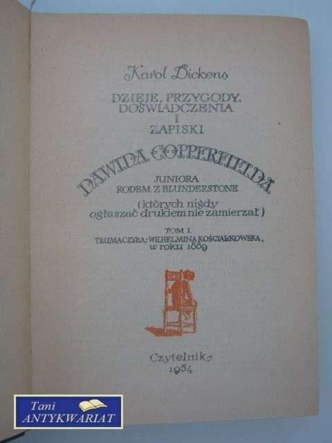 DZIEJE PRZYGODY DOŚWIADCZENIA DAVIDA COPPERFIELDA t.1