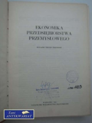 EKONOMIKA PRZEDSIĘBIORSTWA PRZEMYSŁOWEGO