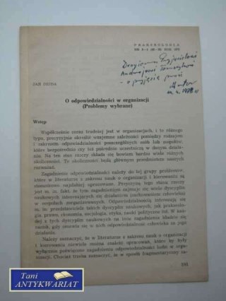 O ODPOWIEDZIALNOŚCI W ORGANIZACJI