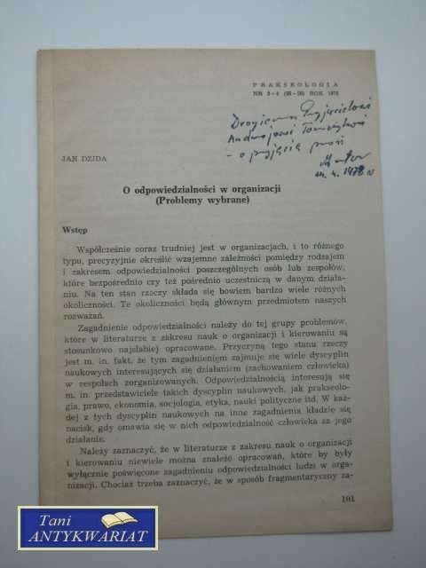 O ODPOWIEDZIALNOŚCI W ORGANIZACJI