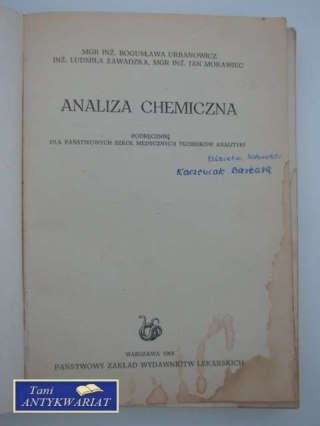 ANALIZA CHEMICZNA PODRĘCZNIK DLA PAŃSTWOWYCH SZKÓŁ...