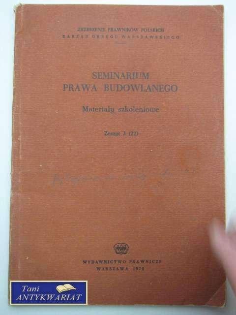 SEMINARIUM PRAWA BUDOWLANEGO
