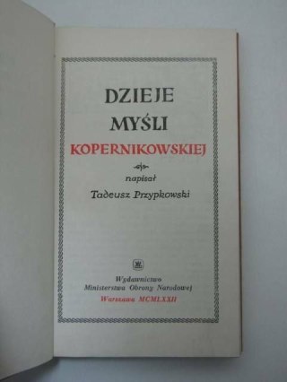 DZIEJE MYŚLI KOPERNIKOWSKIEJ