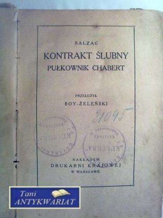 KOMEDJA LUDZKA, KONTRAKT ŚLUBNY