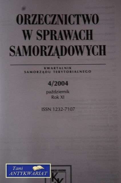 ORZECZNICTWO W SPRAWACH SAMORZĄDOWYCH KWARTALNIK