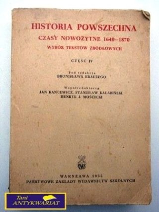HISTORIA POWSZECHNA,1640-1870 CZ IV