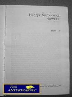 NOWELE tom 3 - H. Sienkiewicz