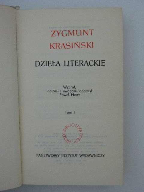 DZIEŁA LITERACKIE TOM I