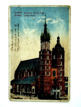 UNIKATOWA POCZTÓWKA - KRAKÓW KOŚCIÓŁ MARIACKI
