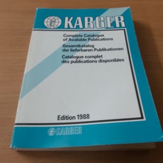 Karger edition 1988 rok Complete Catalogue of Available Publications
