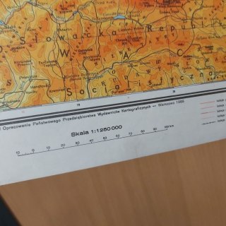 Duża mapa Polski jednostronna 70x70 cm 1985 rok.