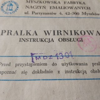 Pralka Wirnikowa MDZ 1301 instrukcja obsługi