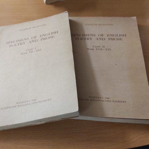 Specimens of English Poetry and Prose część 1 i 2 VII-XIX w.