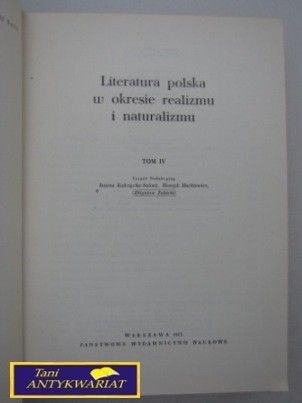 LITERATURA POLSKA W OKRESIE REALIZMU I NATURALIZMU